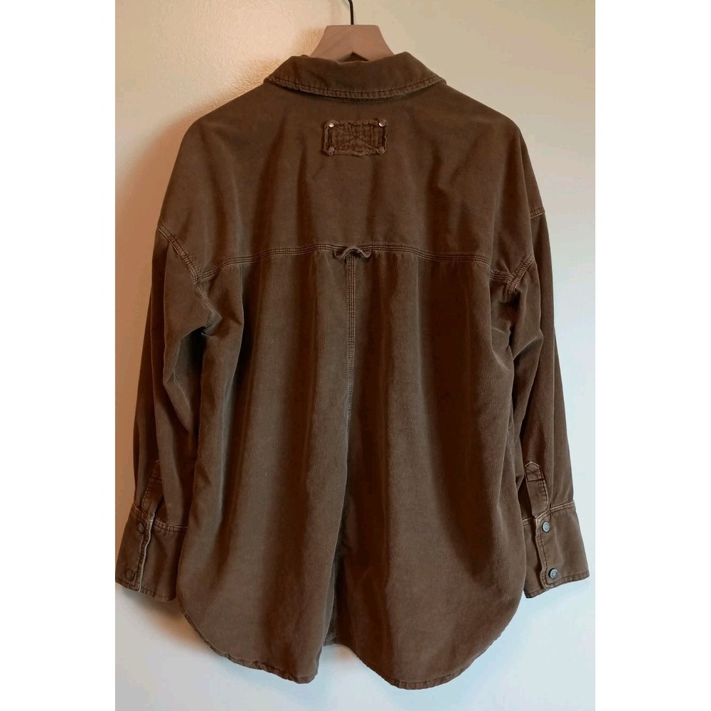 Free People We The Free Baby Cord Buttondown Shirt Warm Tobacco Brown Size M - Picture 3 of 14